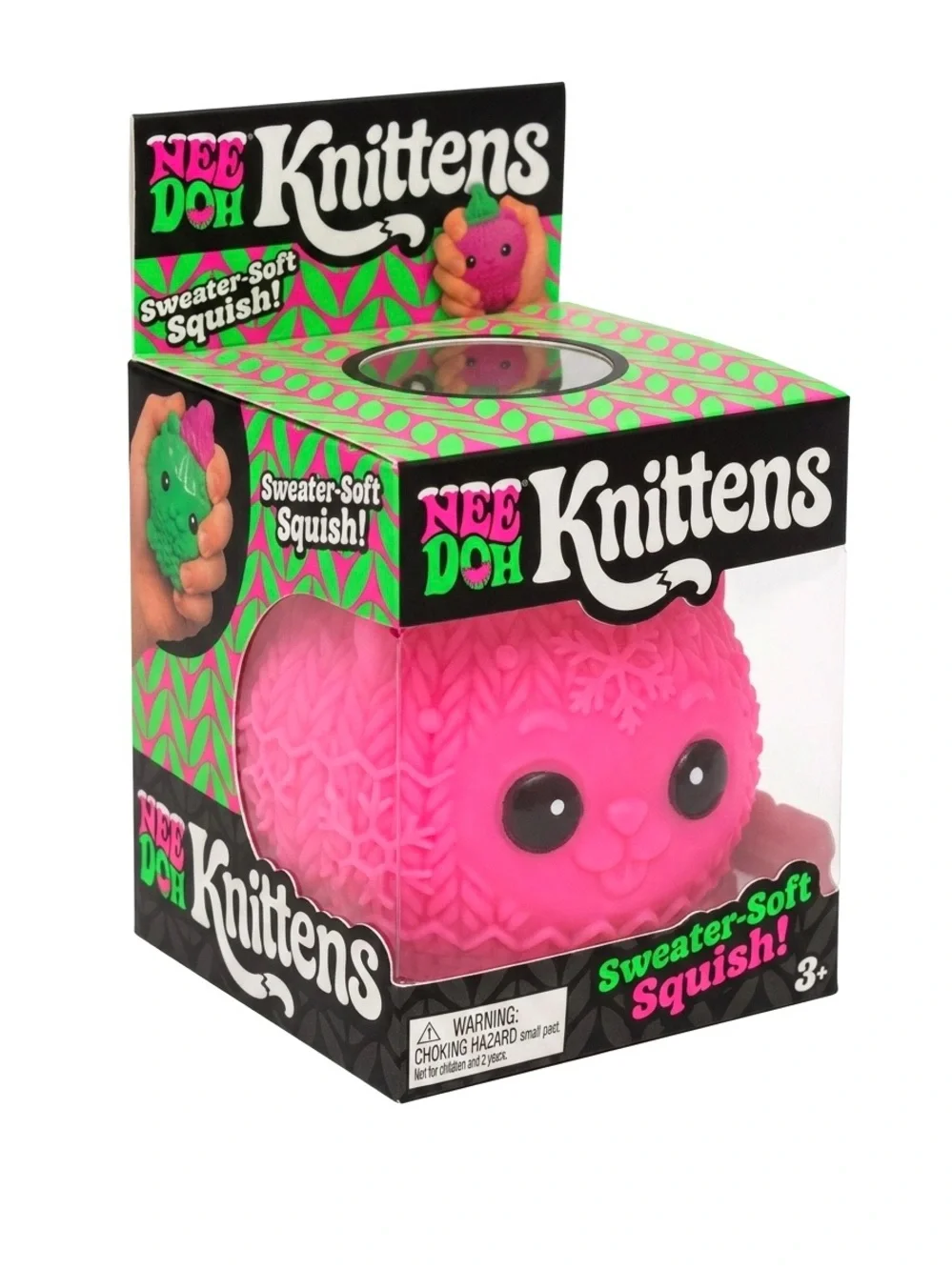NEW NeeDoh Smitten Knittens Sweater-Soft Squish Pink Sealed Christmas kitten